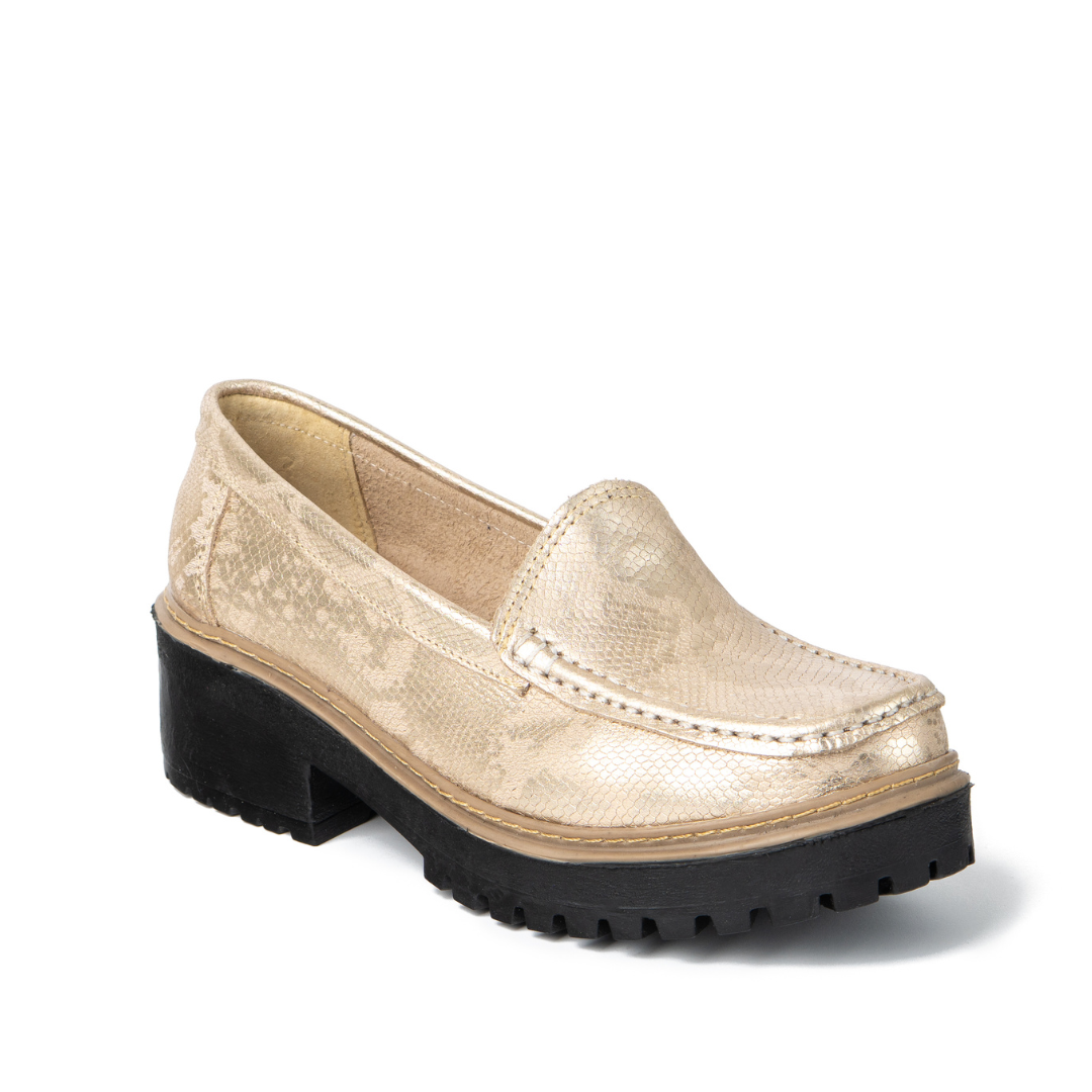 Mocasín Cuero Metalizado