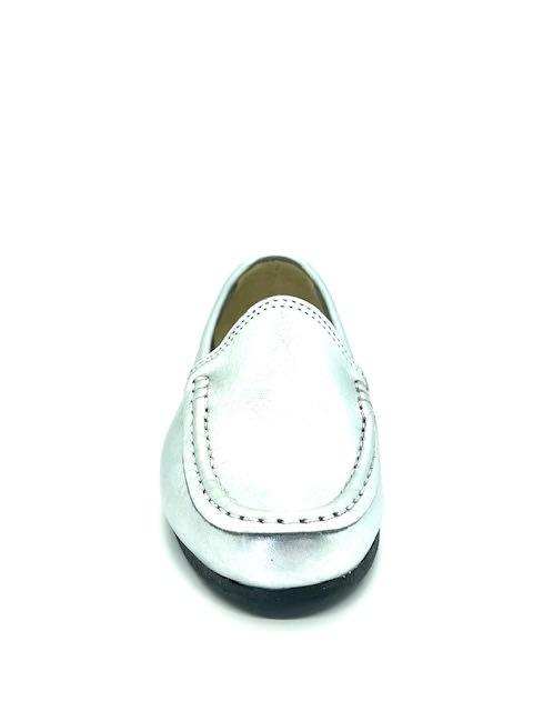 MOCASIN CUERO METALIZADO PLATA ART 218 - Mocasines