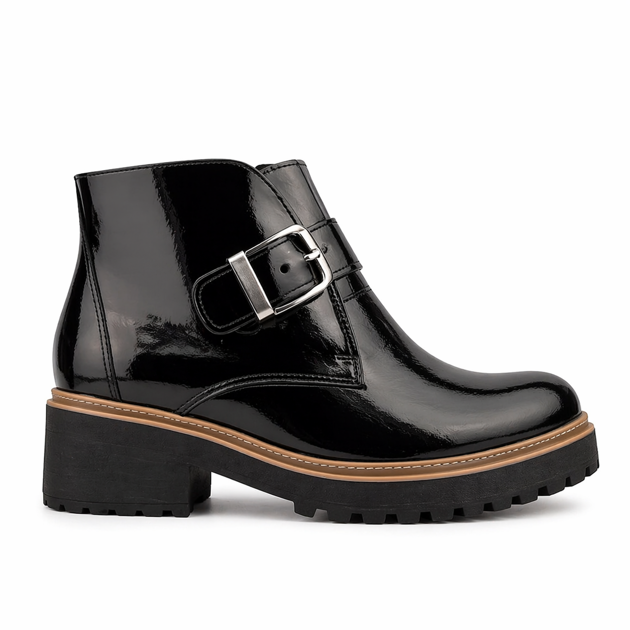 BOTIN CUERO CHAROL NEGRO 203