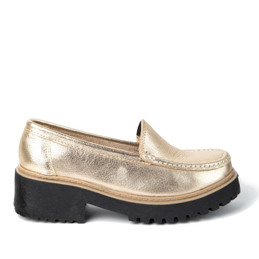 Mocasín Cuero Dorado
