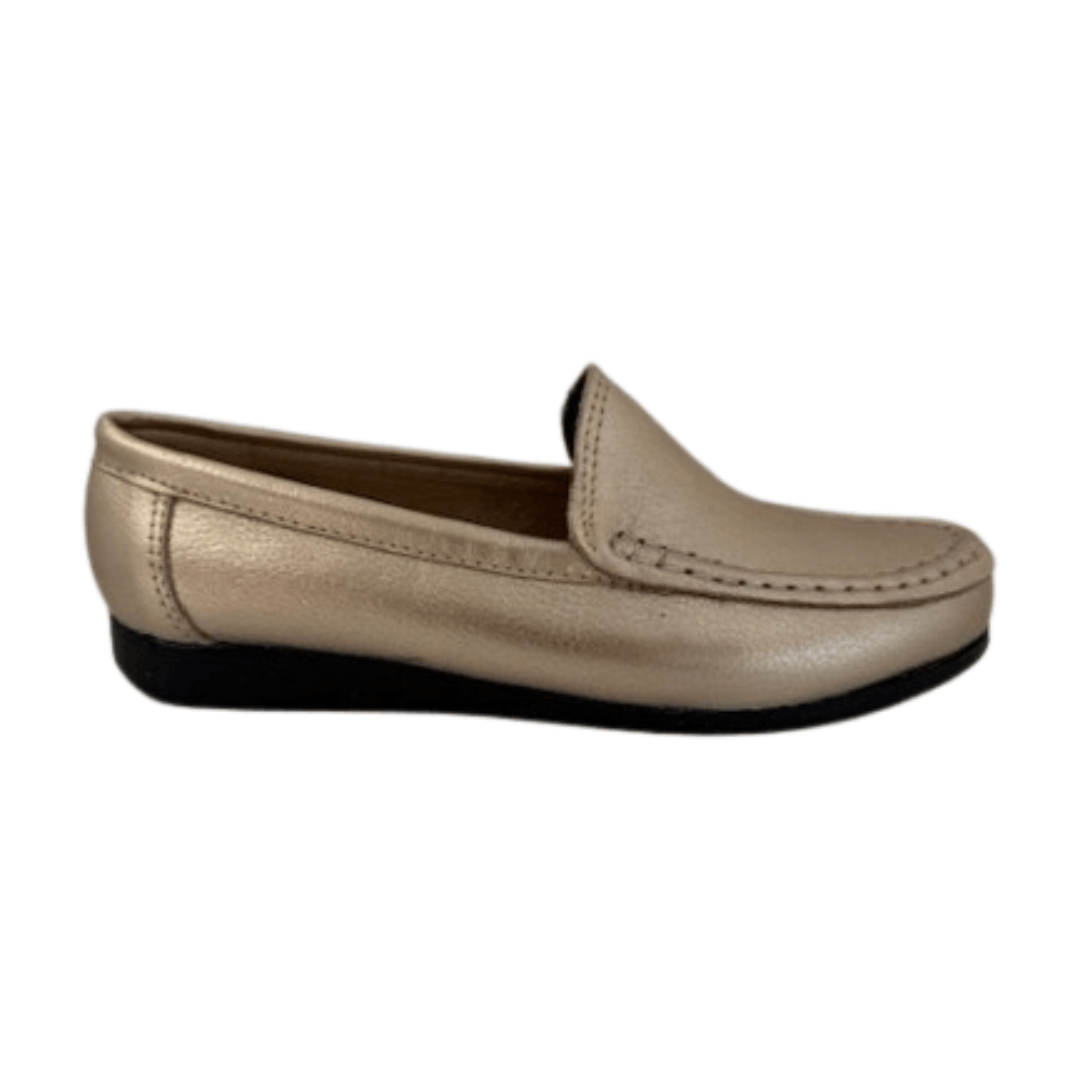 MOCASIN CUERO METALIZADO DORADO ART 218