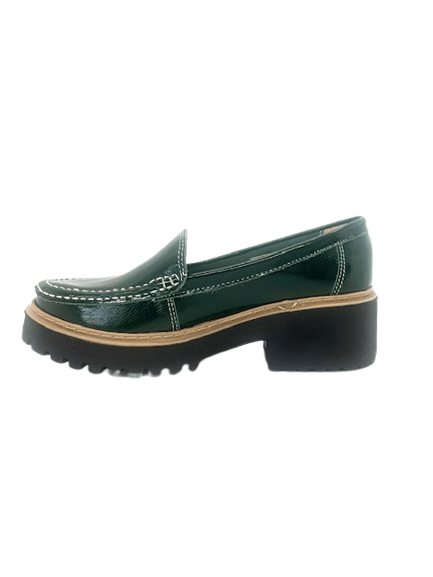 MOCASIN CUERO CHAROL VERDE ART 063 - Mocasines