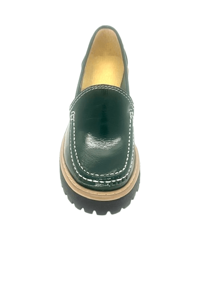 MOCASIN CUERO CHAROL VERDE ART 063 - Mocasines