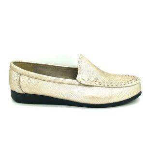 MOCASIN CUERO METALIZADO BRONCE ART 218 - Mocasines