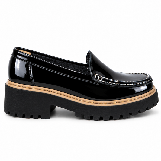 MOCASIN CUERO CHAROL NEGRO ART 063