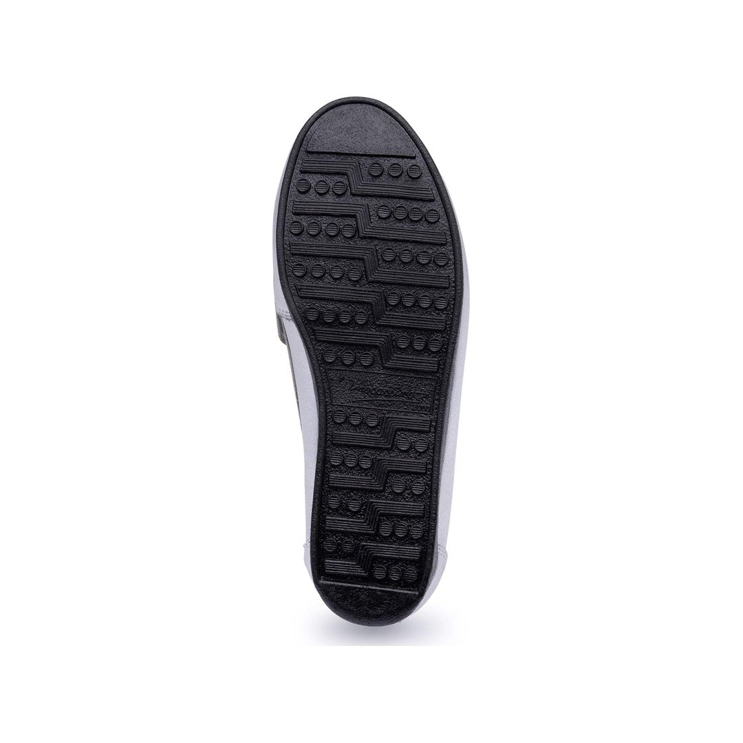 Mocasin Cuero Metalizado Plata Art 218