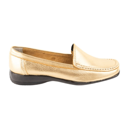 Mocasin Cuero Metalizado Dorado Art 059