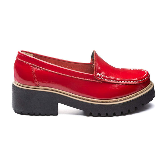 Mocasin Cuero Charol Rojo  Art 063