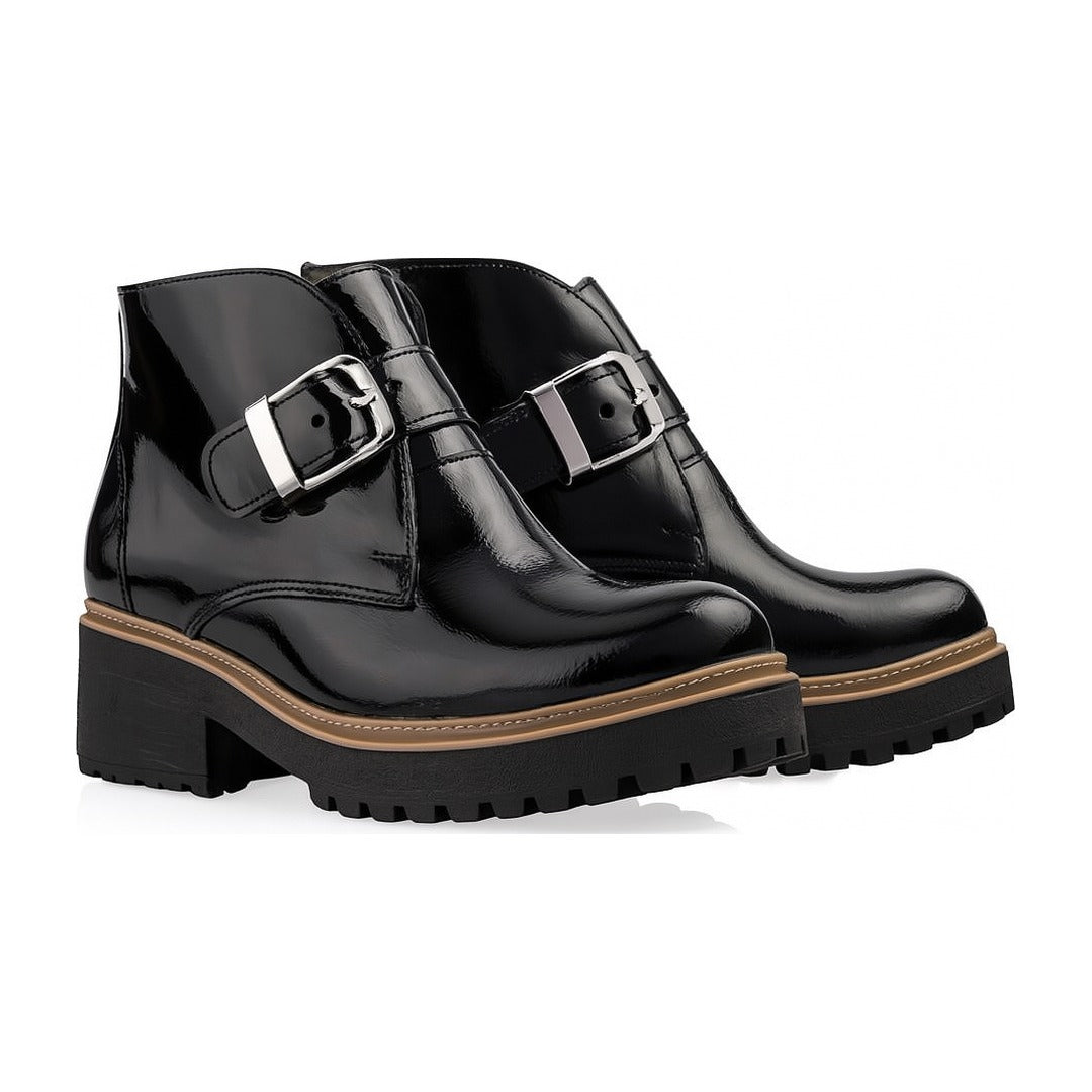 Botin Cuero Charol Negro 203