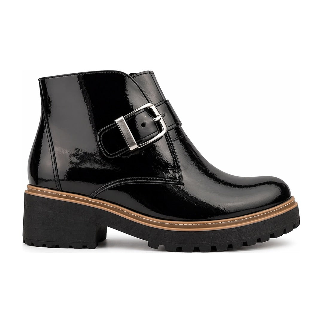 Botin Cuero Charol Negro 203
