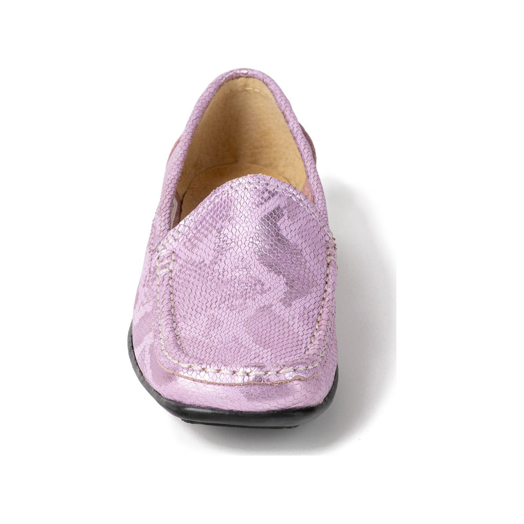 Mocasin Cuero Metalizado Rosa Art 059