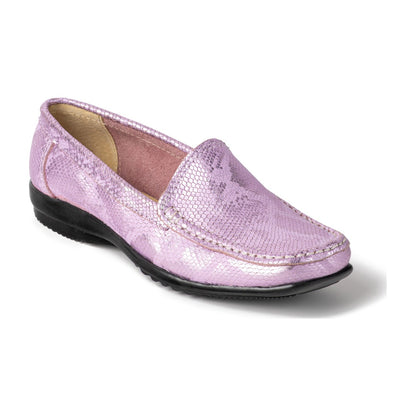 Mocasin Cuero Metalizado Rosa Art 059