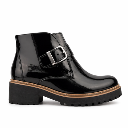 BOTIN CUERO CHAROL NEGRO 203