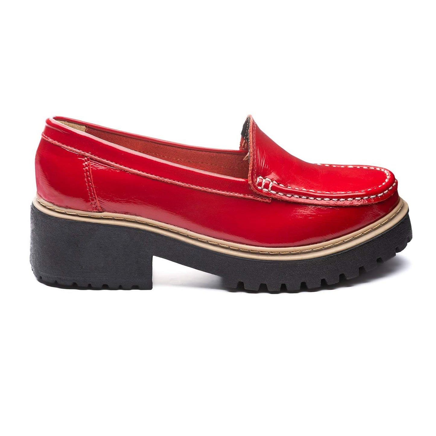 Mocasin cuero charol rojo  art 063