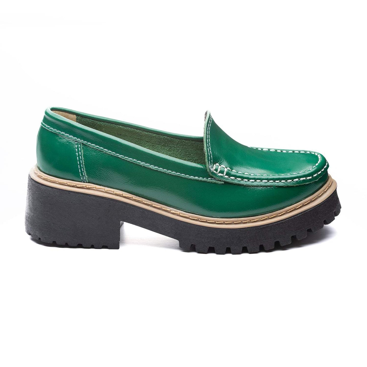 MOCASIN CUERO CHAROL VERDE ART 063