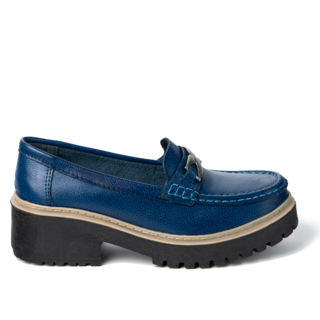 Mocasín de Cuero Azul