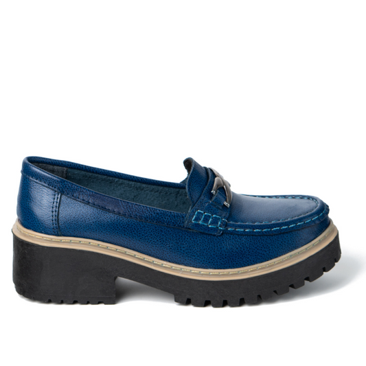 Mocasín de Cuero Azul