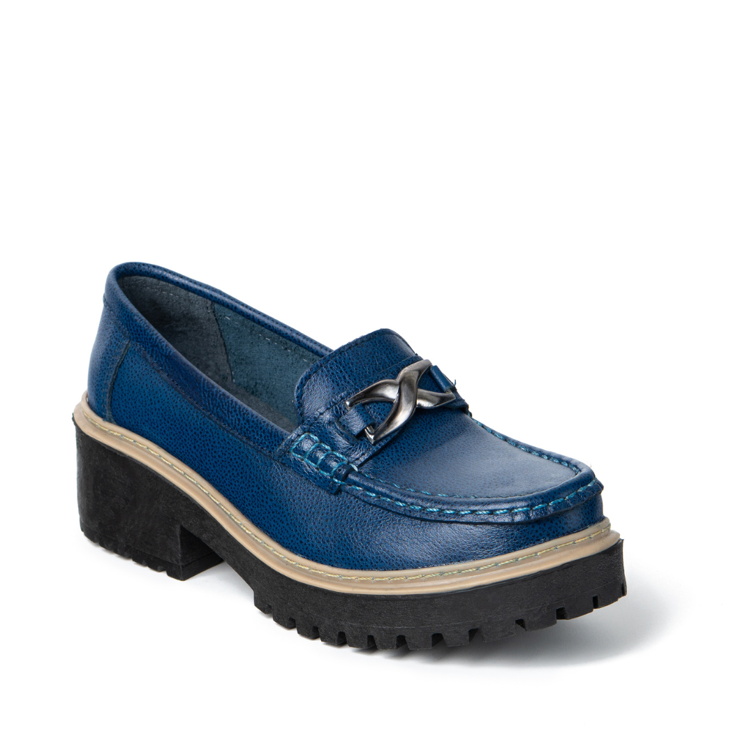 Mocasín de Cuero Azul