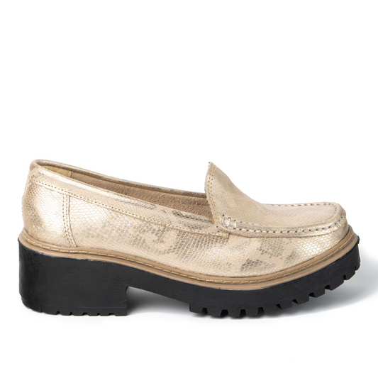 Mocasín Cuero Metalizado