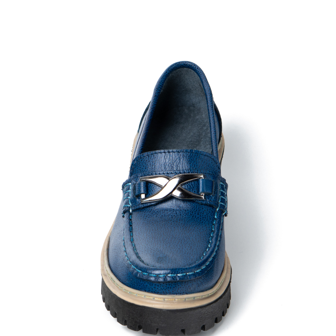 Mocasín de Cuero Azul