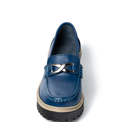 Mocasín de Cuero Azul